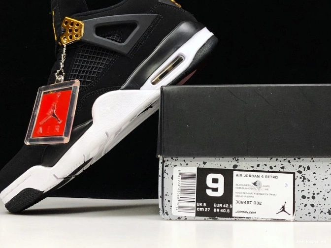 Chep Onekick Metallic Royalty 308497-032 Jordan 4 Air Black Gold-White 0729